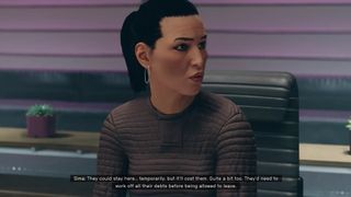 In conversation with Sima during the First Contact quest in Starfield.