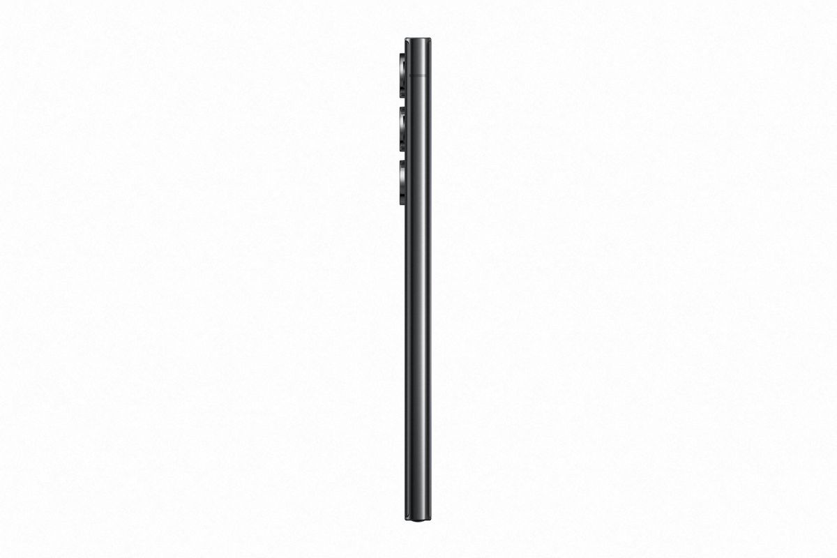 Official press images of the Galaxy S23 Ultra, in Phantom Black from the side