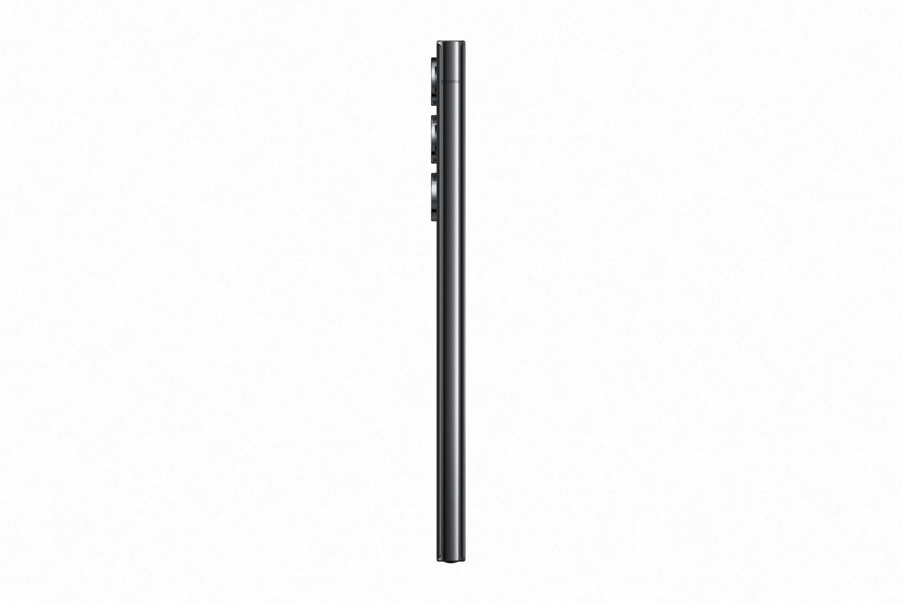 Official press images of the Galaxy S23 Ultra, in Phantom Black from the side