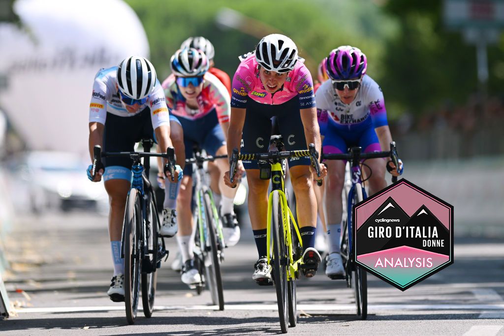 CESENA ITALY JULY 04 LR Elisa Longo Borghini of Italy and Team Trek Segafredo Silvia Persico of Italy and Valcar Travel Service Team and Amanda Spratt of Australia and Team BikeExchange Jayco cross the finishing line during the 33rd Giro dItalia Donne 2022 Stage 4 a 1209km stage from Cesena to Cesena GiroDonne UCIWWT on July 04 2022 in Cesena Italy Photo by Dario BelingheriGetty Images