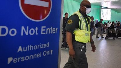 An Amercian airport worker