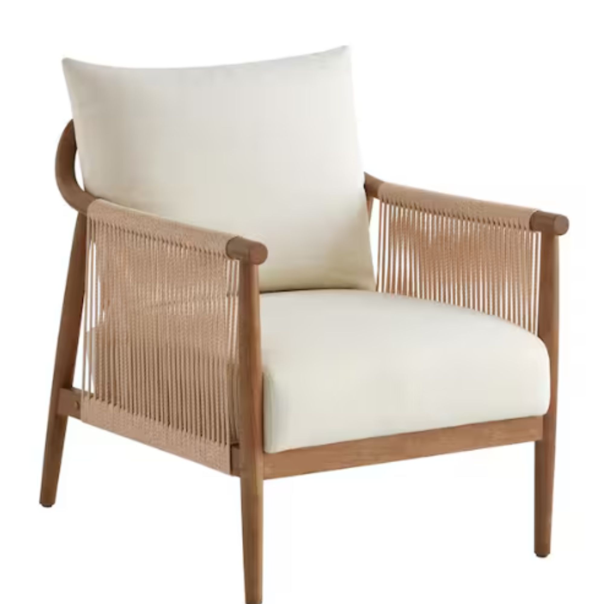 Calliope Cream Modern Fabric Accent Chair with Solid Wood Frame Armchair for Living Room or Bedroom