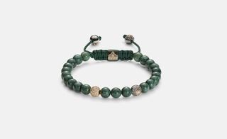 18 Carat yellow gold and green marble jade-hued ball bracelet