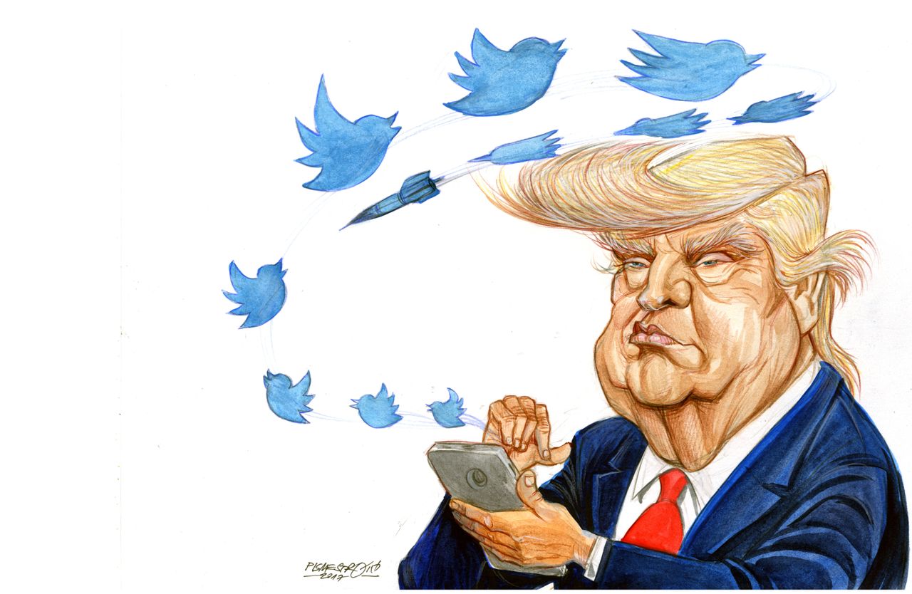 Political cartoon U.S. Trump tweets