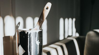 A paint tin on a radiator