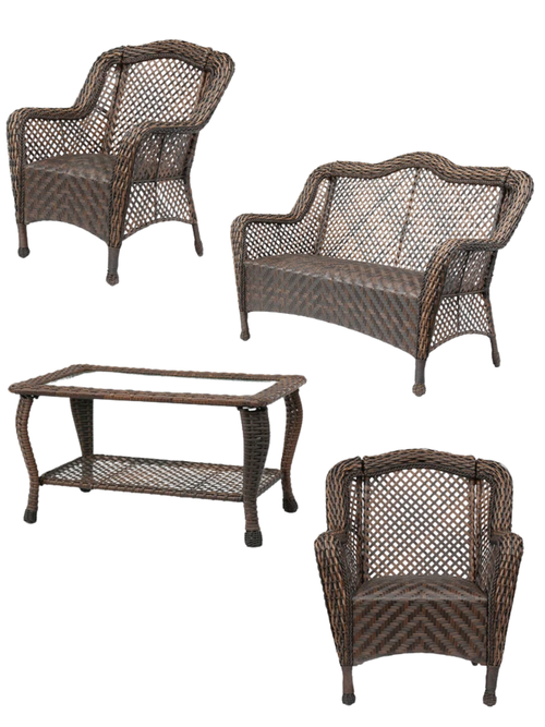 4 Piece Rattan Wicker Seating Group 