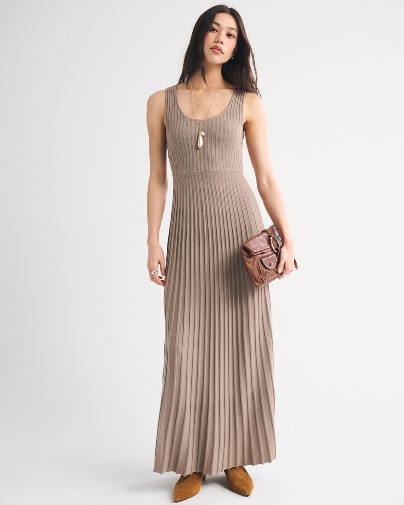 Pleated Maxi Sweater Dress