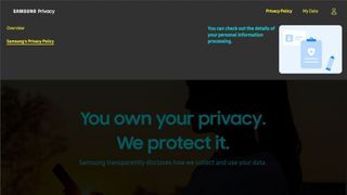 Screenshot of Samsung privacy policy page 