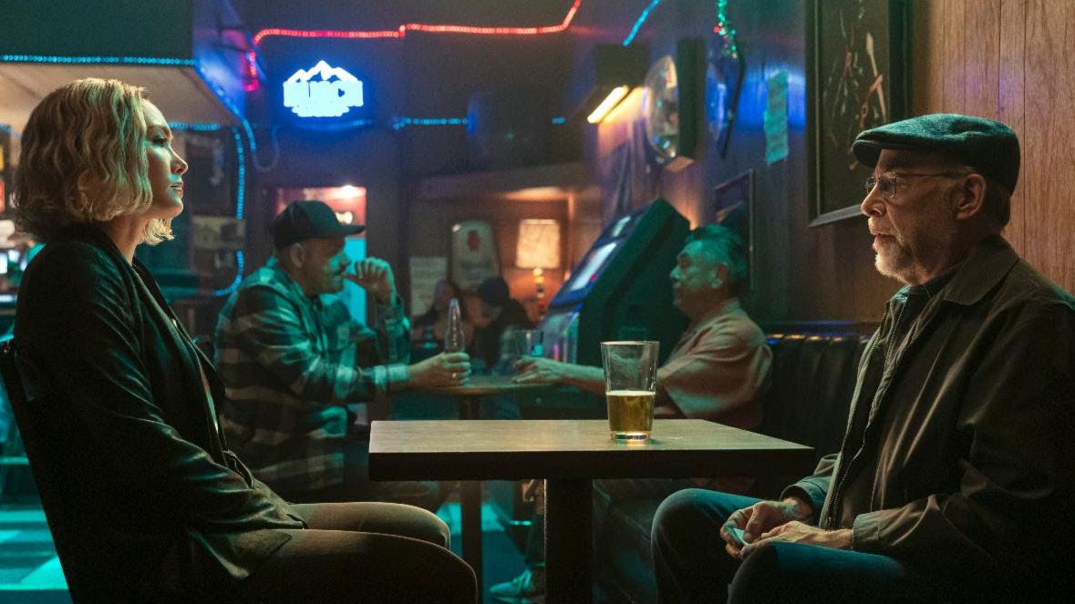 Daniella Pineda and J.K. Simmons in The Accoutant 2