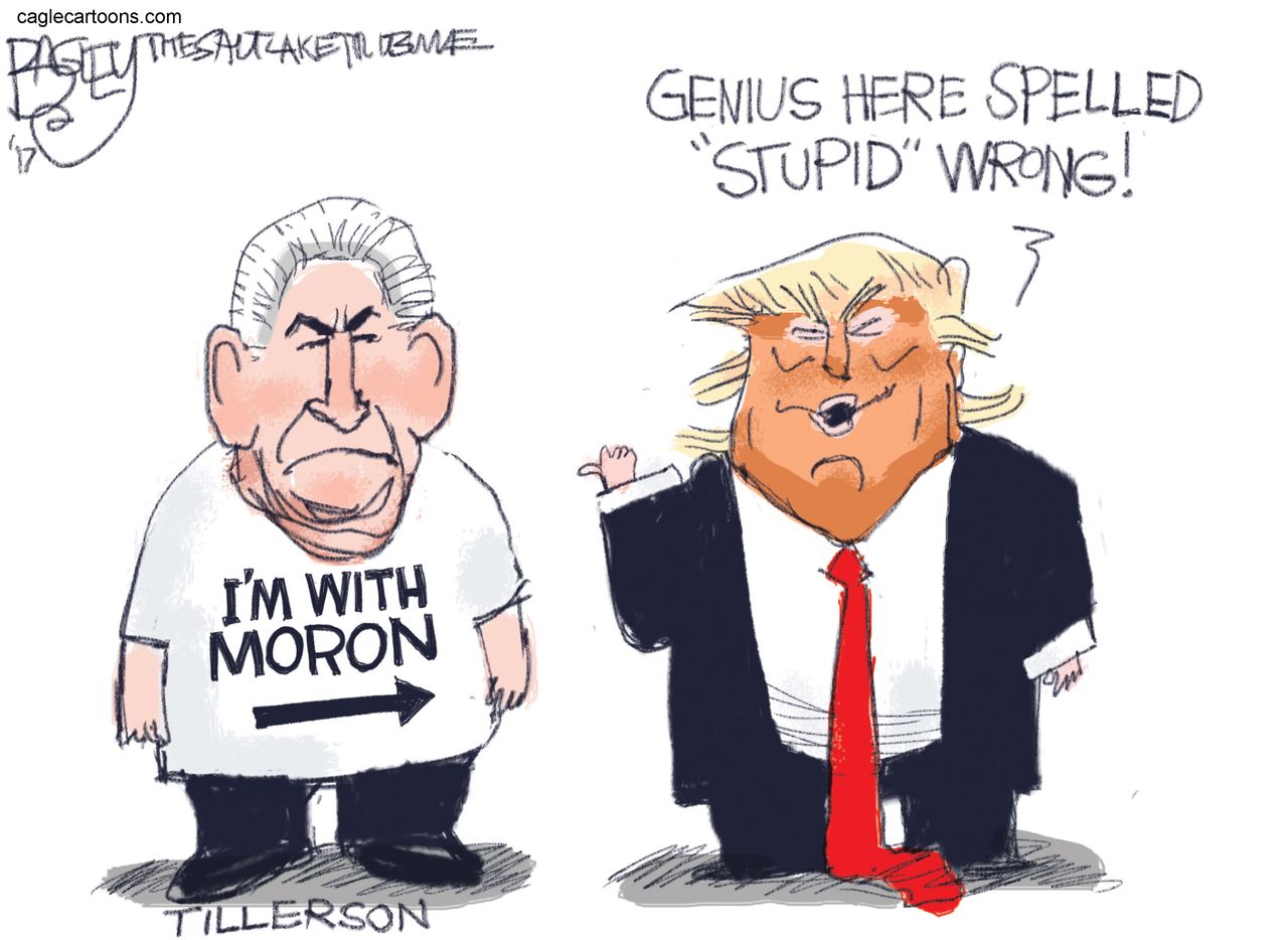 Political cartoon U.S. Trump Tillerson administration