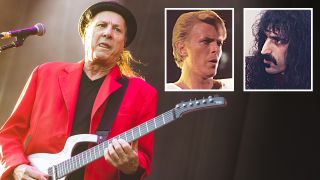 Adrian Belew of BEAT performs in Madrid, Spain. Inset: David Bowie and Frank Zappa (Photo by Mariano Regidor/Redferns)