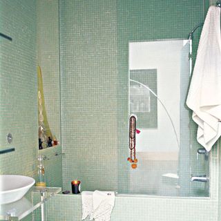 bathroom with mosaic tiles