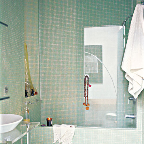 bathroom with mosaic tiles