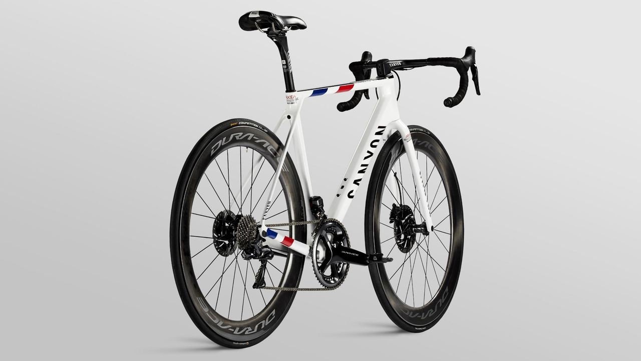 Ark&eacute;a-Samsic's new bike is decked out in Barguil's French national champion's colours