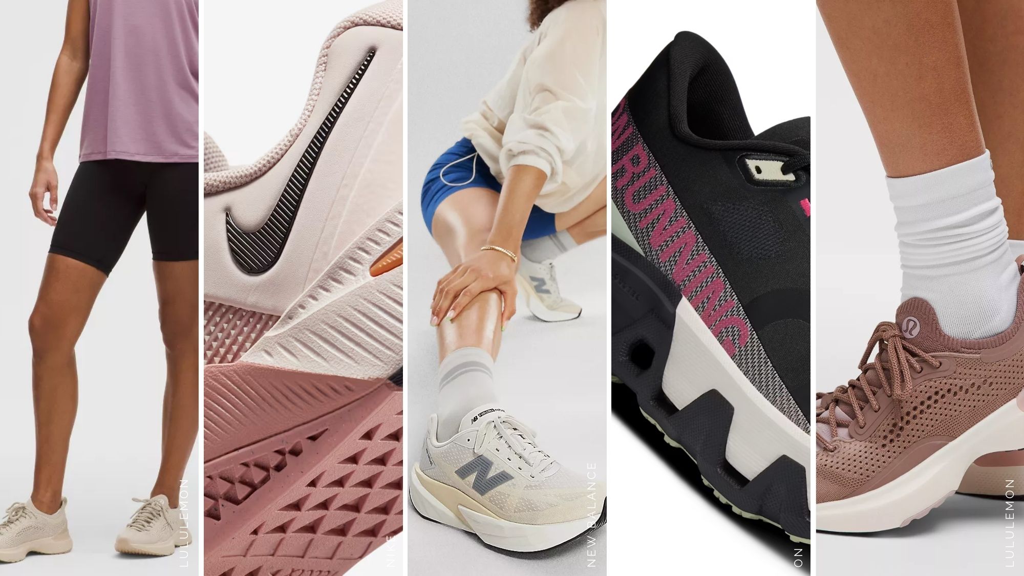 A collage of the best cross training shoes from lululemon, Nike, New Balance, ON
