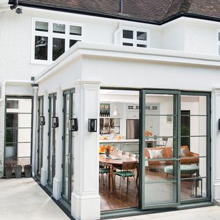 exterior of the kitchen with french patio door