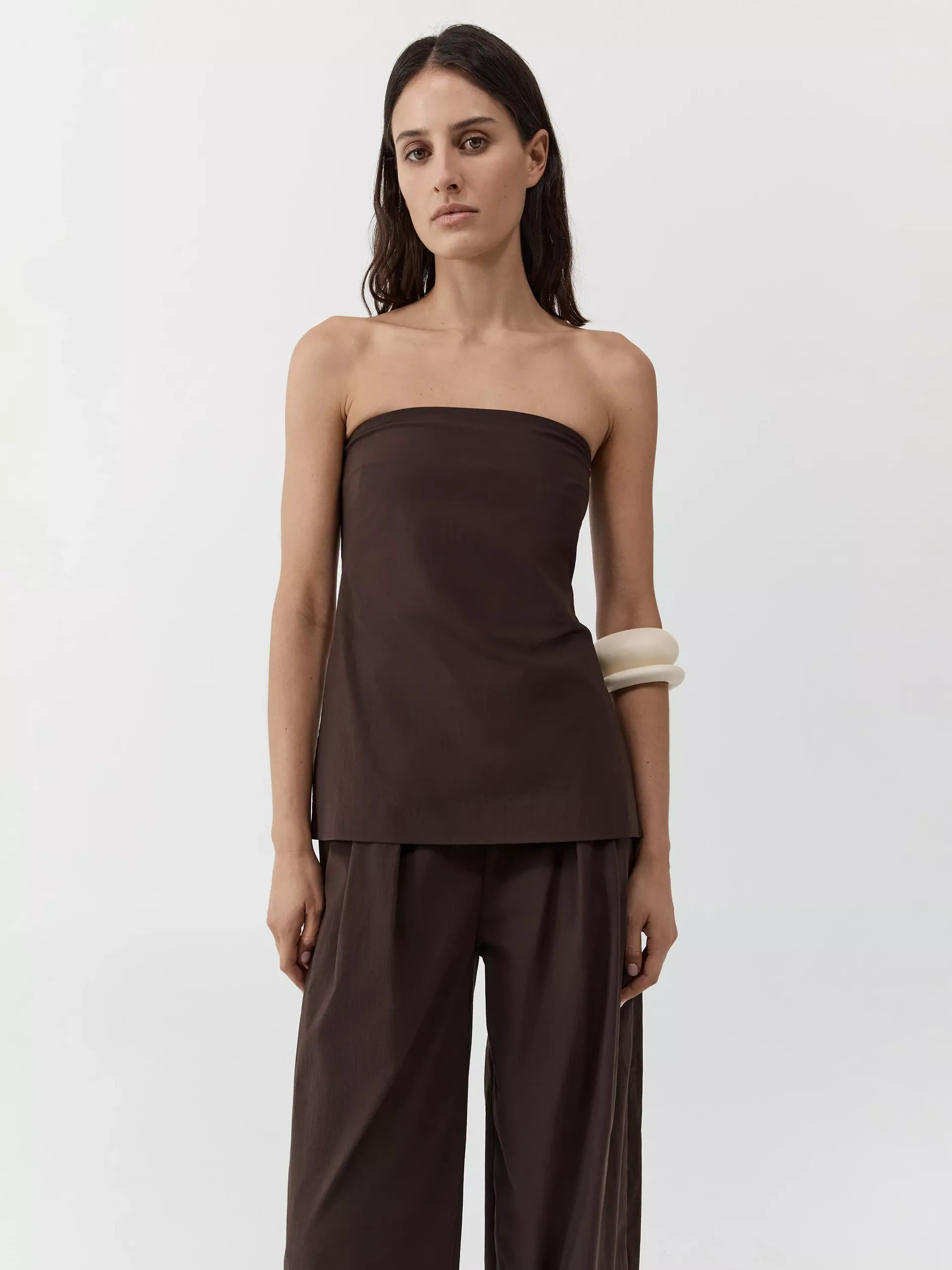 St. Agni Strapless Rouleau Tie Top, Brown