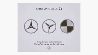 Fan-made BMW ad showing the Mercedes logo transforming into the BMW logo