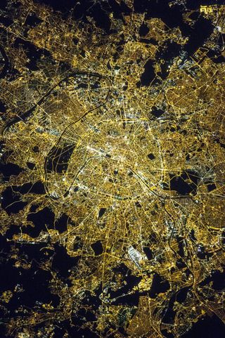 Astronauts aboard the International Space Station took this aerial photograph of Paris, which is often referred to as the