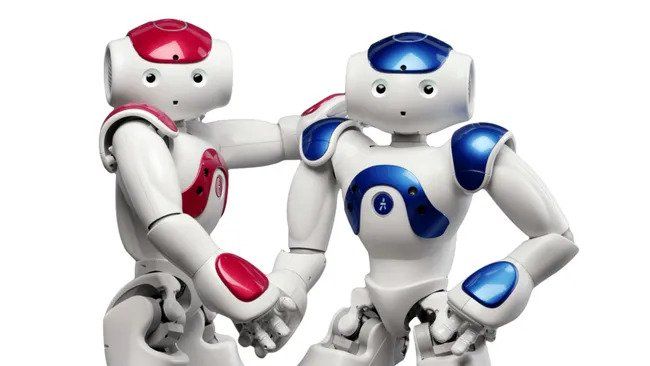 Robots shaking hands