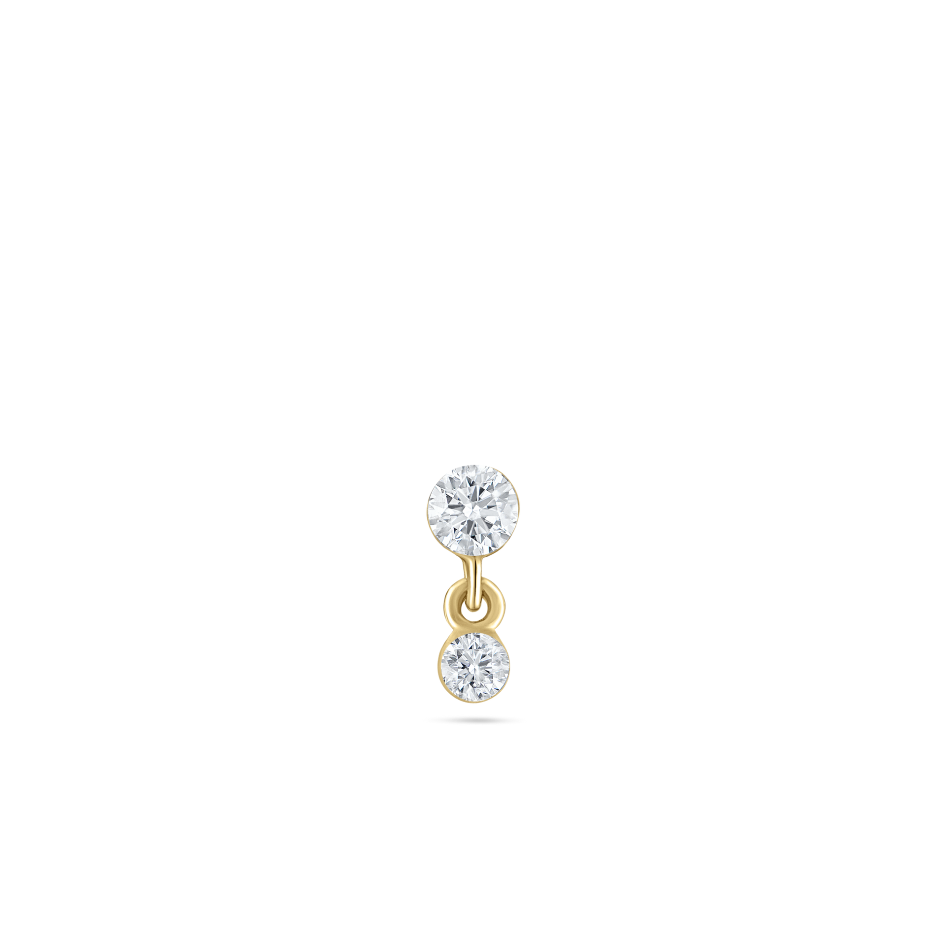 Invisible Set Diamond Dangle Stud Earring - Yellow Gold / 2mm / 1.5mm
