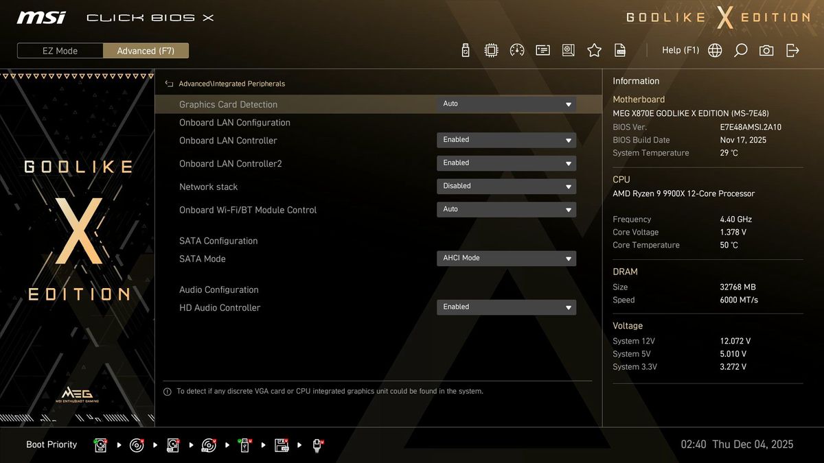 MSI X870E Godlike X - BIOS