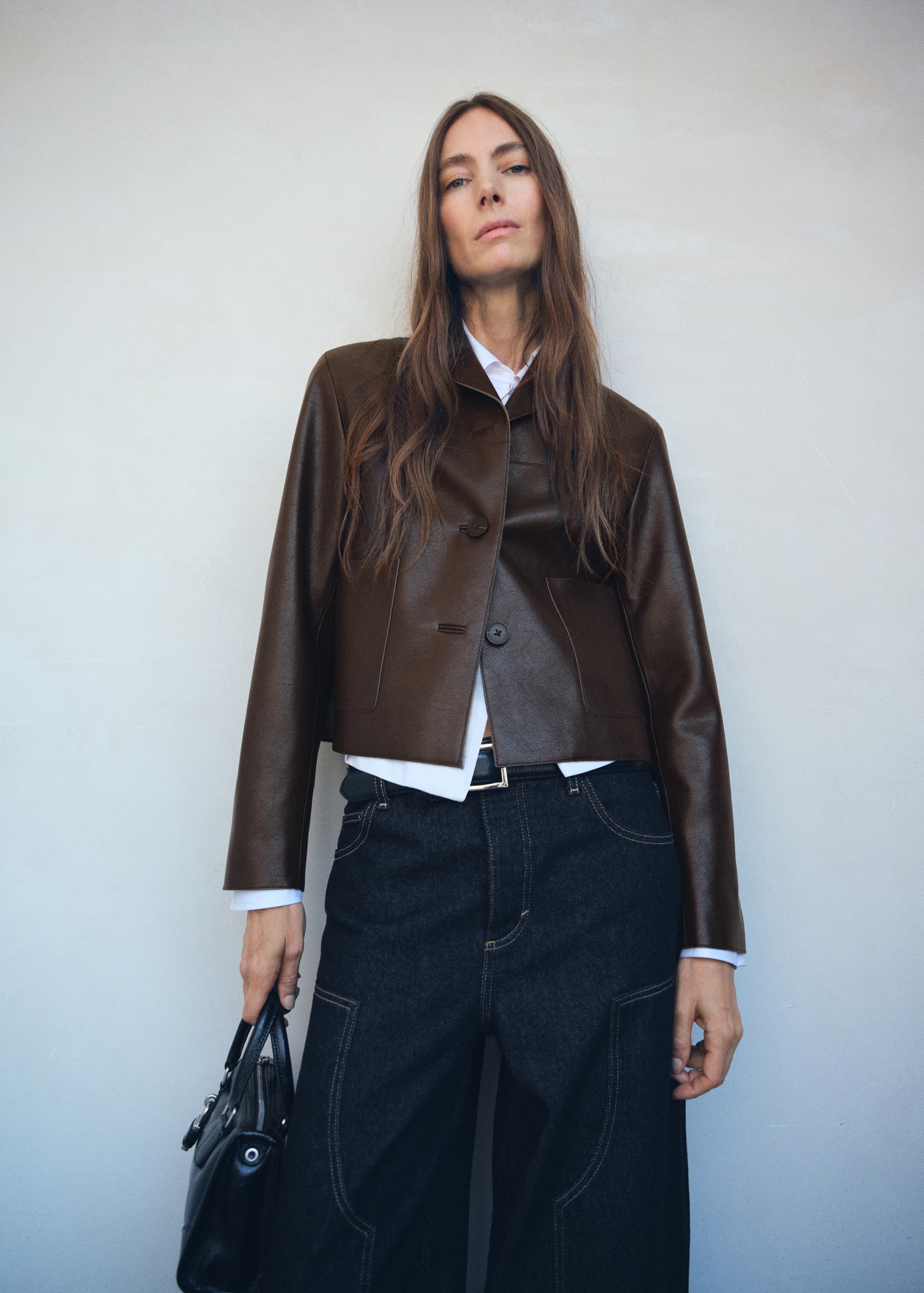 Leather-Effect Jacket With Pockets - Women | Mango Usa