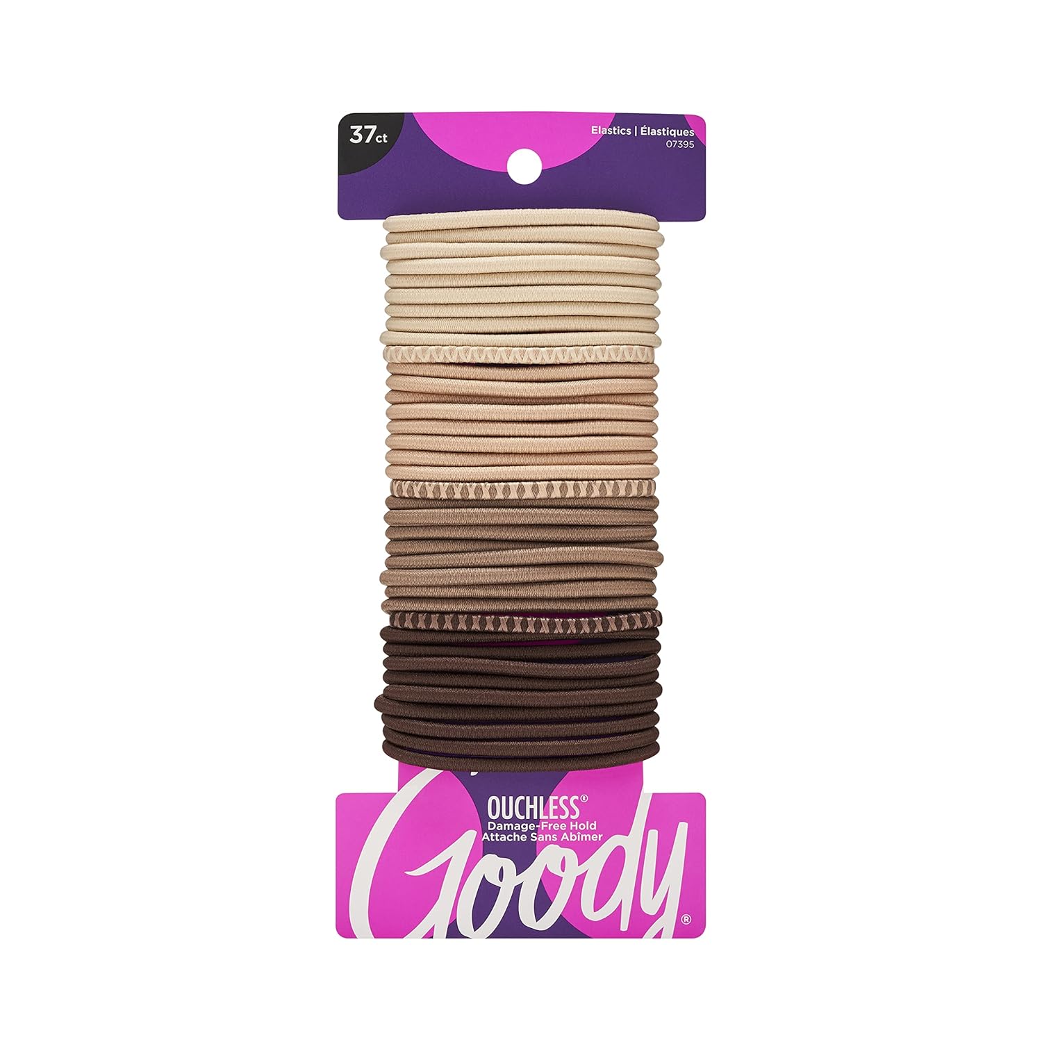 Goody Ouchless Hair Elastics &amp;ndash; No Pull, No Breakage, Tangle-Free Hold for Thick, Curly, Coily &amp;amp; Textured Hair &amp;ndash; 37 Count, Blonde, Long-Lasting Ponytail Holders for Women &amp;amp; Men