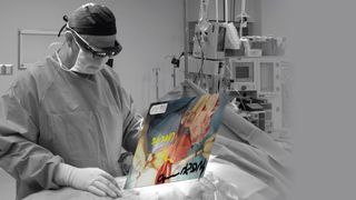 A demo of what Dr Paul Szotek sees when performing surgery with a Google Glass rival headset from wearables maker Osterhout Design Group
