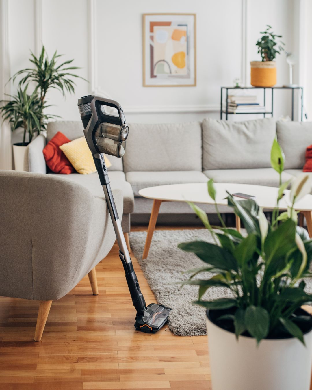 vacuum in living room