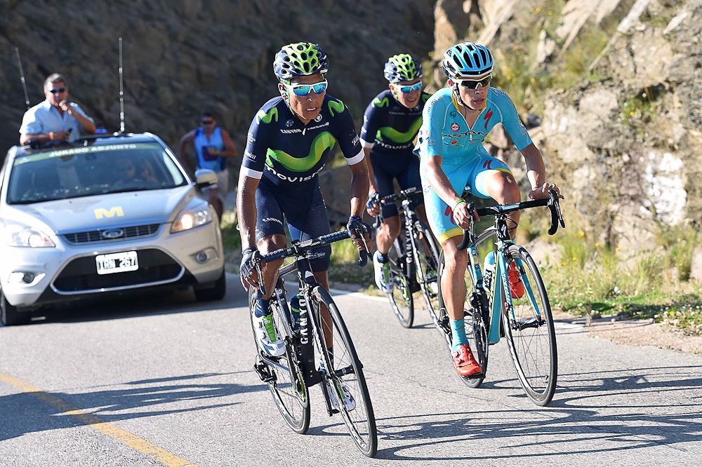 Nairo Quintana, Miguel Lopez and Dayer Quintana.