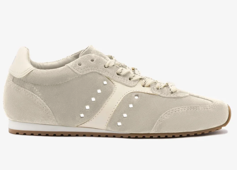 Larroud&amp;eacute;, Stella Sneaker in Mushroom Grey Suede and Ivory Leather
