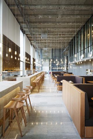 Tables and chairs inside restaurant