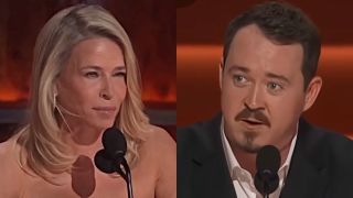 Chelsea Handler and Shane Gillis are shown at The Roast of Kevin Hart.