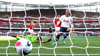Christian Eriksen scored Tottenham’s opening goal in the 2-2 draw against Arsenal 