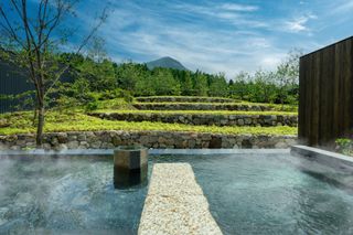 swimming pool at KAI Yufuin by Kengo Kuma