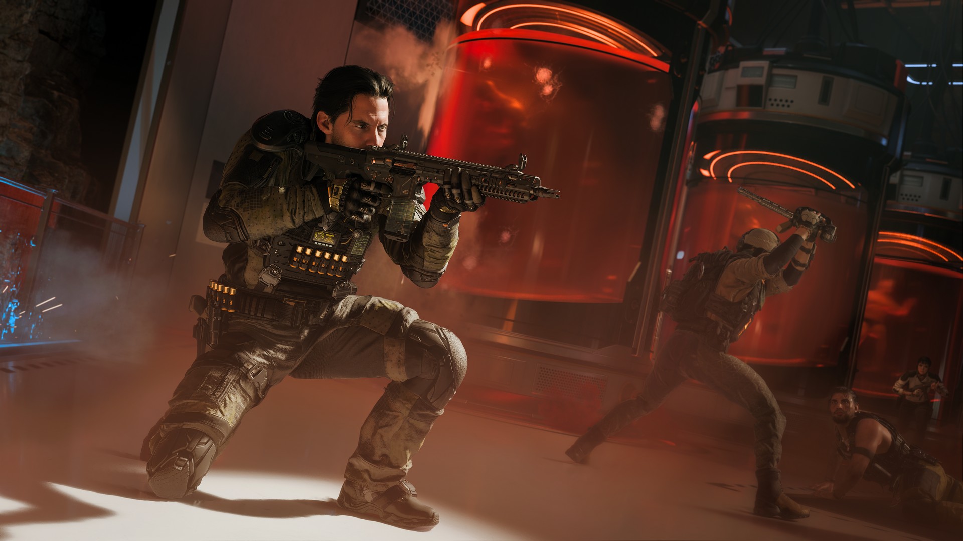 A player takes a knee to aim in the Cortex map in Call of Duty: Black Ops 7 multiplayer