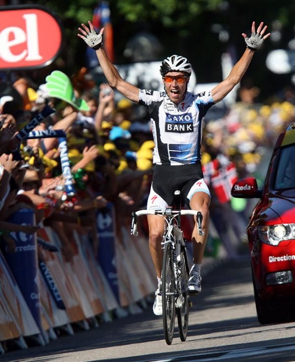 Nicki S&ouml;rensen (Team Saxo Bank) is the winner of the Tour's twelfth stage.