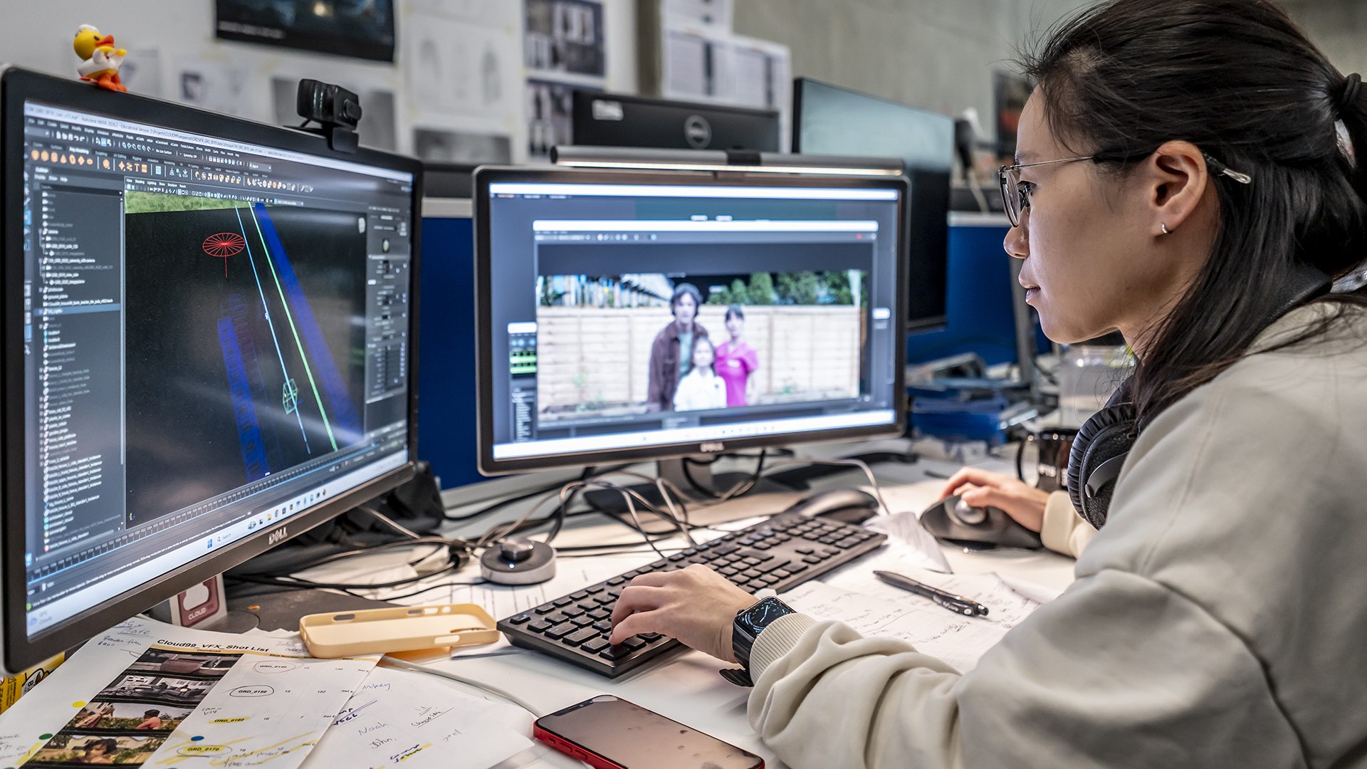 NFTS - shots of people at the school creating games and films