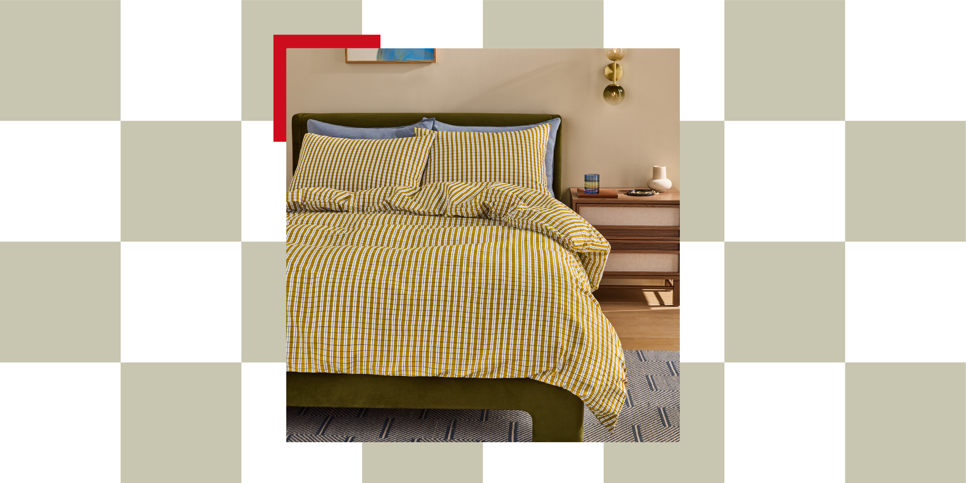 Made.com Felix Seersucker 100% Cotton Duvet Cover and Pillowcase Set