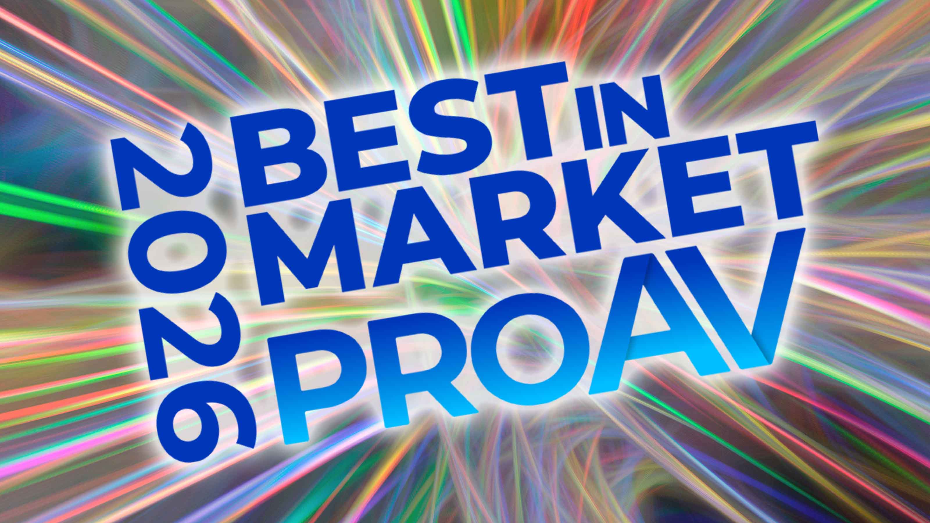 Best in Market Pro AV 2026 Logo over Colorful Background