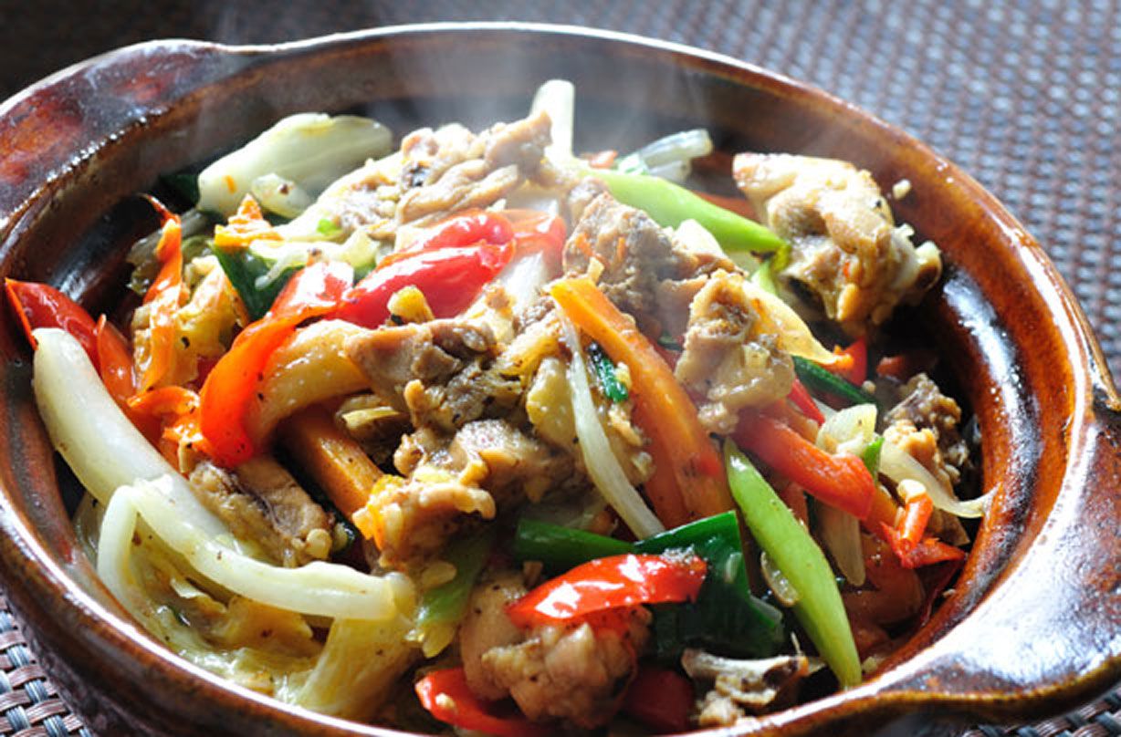 Lamb with black bean and peppers