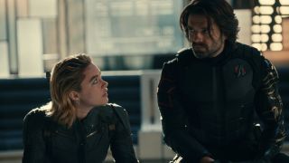 Bucky and Yelena in uniform during the Thunderbolts* credits scene.