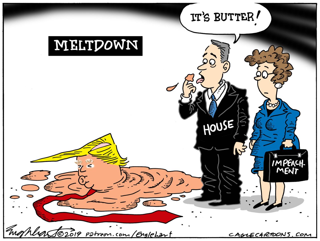 Political Cartoon U.S. Trump Meltdown House