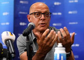 Team Sky manager Dave Brailsford speaks to the press ahead of the Tour de France after Chris Froome is cleared from salbutamol case