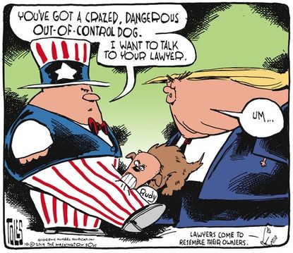 Political Cartoon U.S. Trump Rudy Giuliani Crazed Dog Lawyer