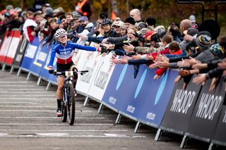 BEAUPRE QUEBEC CANADA OCTOBER 6 Loana Lecomte of France and Team Canyon Cllctv XCO wins the Women Elite XCO Cross County race during The UCI Mountain Bike World Cup MontSainteAnne on October 6 2024 in Beaupre Quebec Canada Photo by Billy CeustersGetty Images