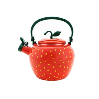 A kettle with a strawberry design