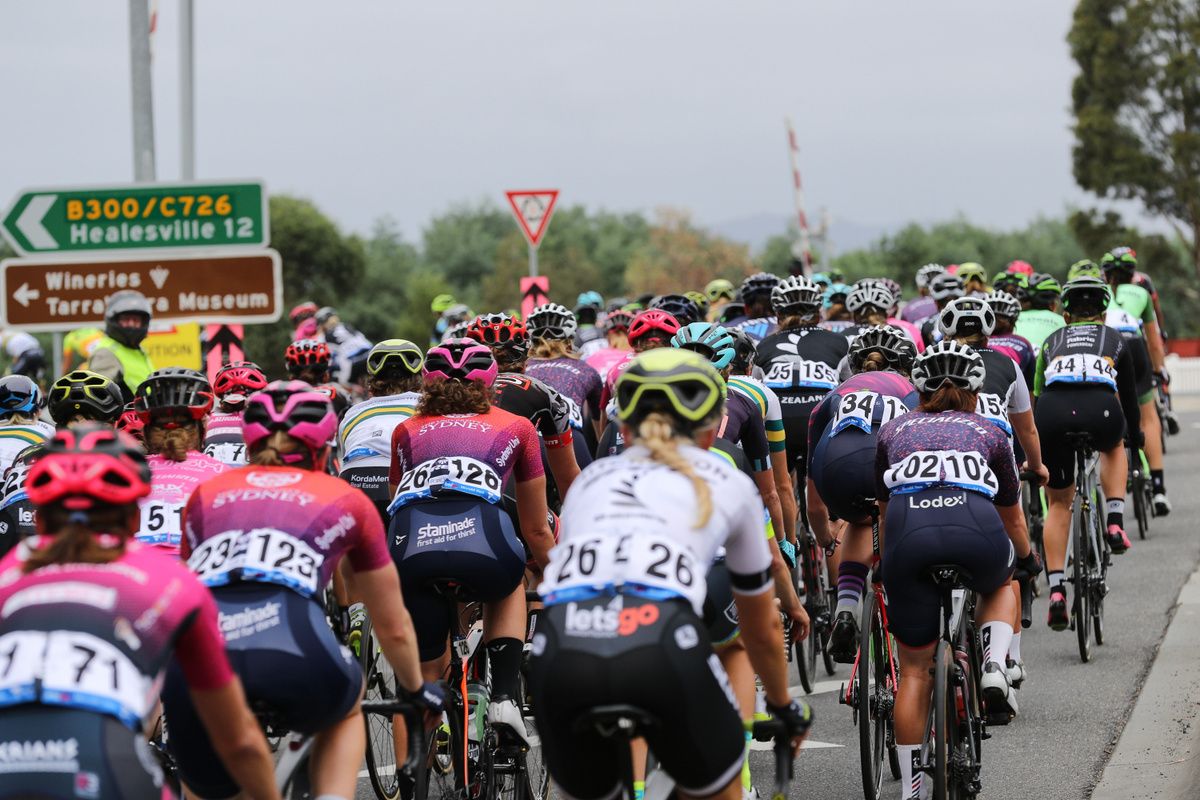 The peloton takes the road back to Healesville on stage 1