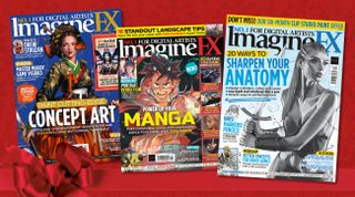 An assortment of older issues of ImagineFX magazines
